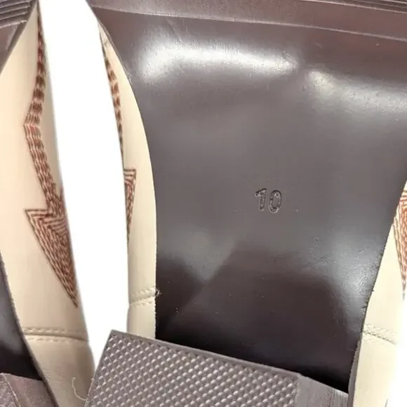 Hochfart Cream Western Ankle Boots Embroidered Leather Size 10 New - Picture 7 of 8